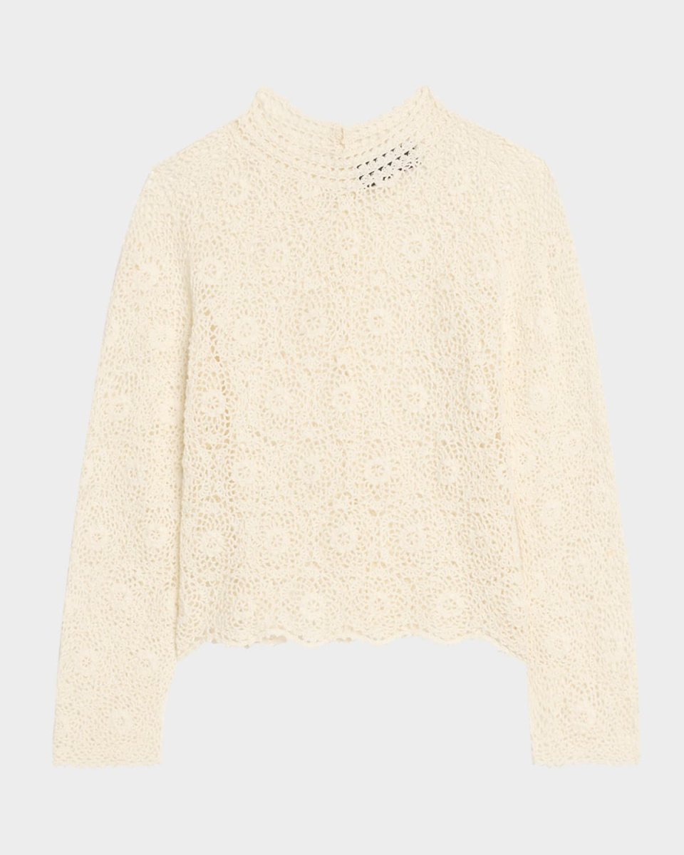 Gibson Scallop Floral Lace Sweater